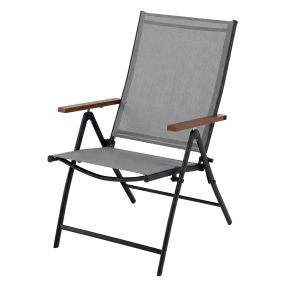 Juego de 2/4 sillas plegables de exterior con respaldo reclinable, metal, gris, 56 x 71 x 100 cm