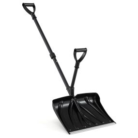 Pala para Nieve con Mango en D Asa de Apoyo y Cuchilla Ancha de Aluminio Ligera para Garaje Coche o Camping 135 cm x 45 cm Negro