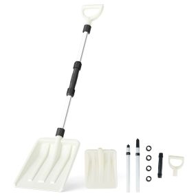 Pala para Nieve Ligera con Mango Ergonómico y Palo de Aluminio Resistente para Entrada de Autos Aceras Jardín o Camping Blanco
