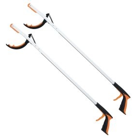 Juego de 2 Herramientas de Agarre Larga 88 cm Pinza Multiusos de Aluminio Ligera para Jardín Recoger Basura o Ayuda para Mayores