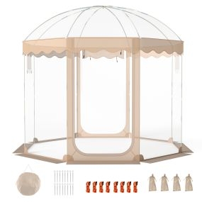 Tienda de Campaña Burbuja Emergente para 8-10 Personas PVC Transparente Panorámico 540° Protección Frío Impermeable para Patio Exterior