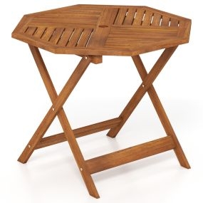 Mesa de Comedor Madera Maciza con Agujero Sombrilla Tablero Listones Acabado Aceite Teca para Interior Exterior 90x90x72cm