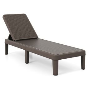Tumbona de Jardín Exterior de Mimbre Plegable con Respaldo 4 Posiciones Ajustables Patas Elevadas Carga 150kg para Terraza Patio Marrón