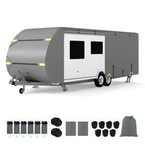 Funda Caravana con Correas Fijación Tapas Canalón 2 Parches Reparación Bolsa Almacenamiento para Verano Invierno 493x260x250cm