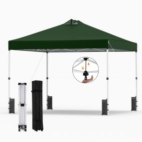 Toldo plegable de montaje instantáneo con 1 botón para 1 persona, techo plateado, verde