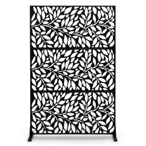 Pantalla de privacidad de acero galvanizado resistente para interior y exterior 121 x 40 x 183 cm negro