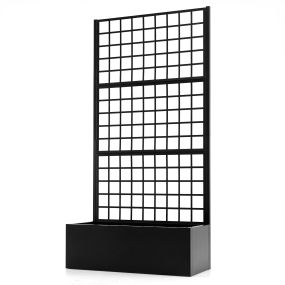 Jardinera cuadrada 2 en 1 de acero galvanizado con enrejado 100 L negro 90 x 40 x 180,5 cm