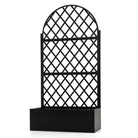 Jardinera 2 en 1 de acero galvanizado con enrejado trepador y drenaje 90 x 40 x 180 cm negro