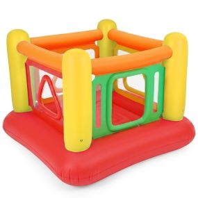 Parque infantil hinchable de PVC con paredes transparentes y aberturas cuadradas y triangulares amarillo 3+ años interior exterior