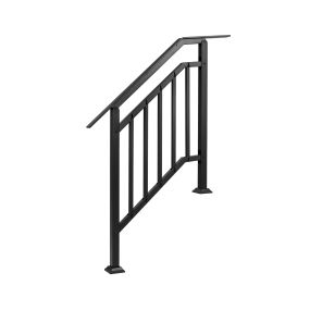 Set de 2 barandillas metálicas negras para 3 peldaños, 150 kg, 96-104,5 x 9 x 133-99 cm