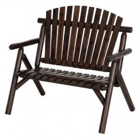 Banco de Jardín Doble Madera Respaldo Alto Reposabrazos Asiento Listones Carga 300kg Patio Terraza 115x80x106cm Marrón