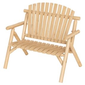 Banco de Jardín Doble Madera Respaldo Alto Reposabrazos Asiento Listones Carga 300kg Patio Terraza 115x80x106cm Natural