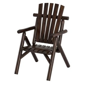 Banco de Jardín Individual Madera Respaldo Alto Reposabrazos Asiento Listones Carga 300kg Patio Terraza 80x66x107cm Marrón