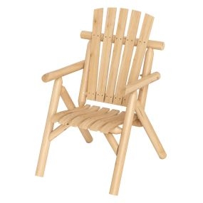 Banco de Jardín Individual Madera Respaldo Alto Reposabrazos Asiento Listones Carga 300kg Patio Terraza 80x66x107cm Natural