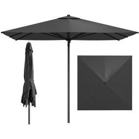 3x3m Sombrilla de Jardín con Botón de Apertura 8 Varillas Ventilación Superior Correa de Fijación para Patio Piscina Gris