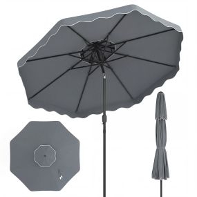 Sombrilla 300 cm con inclinación bidireccional 30°, techo ventilado, 2 capas, 8 varillas, metal, gris
