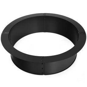 Anillo Redondo para Hoguera Exterior de Metal Resistente 92cm Exterior y 77cm Interior Brasero para Patio Jardín Camping Negro