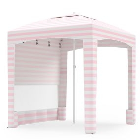 Carpa Playa Plegable 185cm con Pared Desmontable Bolsa Transporte Bolsa Arena Ganchos Estacas Refugio Solar Rayas para Exterior Rosa