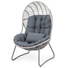 Sillón huevo grande con cojín desmontable, almohada y estructura metálica 98 x 88,5 x 137,5 cm