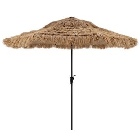 Sombrilla tiki doble capa con luces LED solares multicolores 312 cm para jardín y piscina marrón