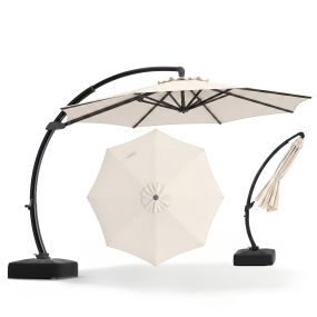 Sombrilla cantilever 330 cm beige con base giratoria 360° e inclinación ajustable para patio jardín piscina