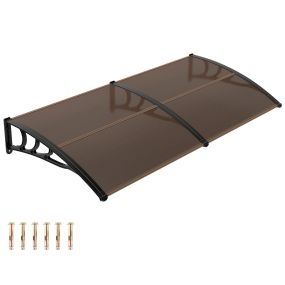 Marquesina opaca de PC con bastidor café anti UV impermeable 197 x 89 x 24 cm