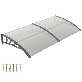 Marquesina transparente de PC con bastidor gris claro resistente a UV y lluvia 197 x 89 x 24 cm