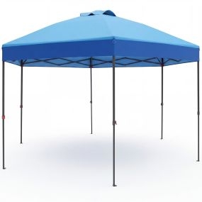 Carpa Plegable Cenador Jardín Altura Ajustable Marco Metálico Tejido Impermeable Cuerdas Estacas Bolsa Transporte para Camping Fiestas Azul