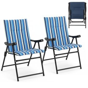 Set de 2 sillas plegables de playa y camping con estructura metálica, asiento acolchado y carga 150 kg