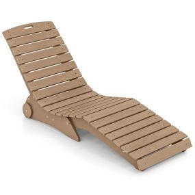 Tumbona ergonómica en S para piscina con ruedas y asa, HDPE, marrón, carga 205 kg