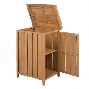Caja de Entrega de Paquetes de Madera con Tapa Abatible Estante Extraíble Puerta Lateral y Barra Gas Multiuso para Porche Patio