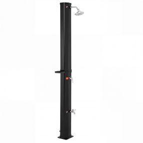 Ducha Solar Exterior 60L 194cm con Cabezal Giratorio 360° Grifo Pie Estante Cubierta Agua Caliente 60℃ para Piscina Patio Playa Modelo I