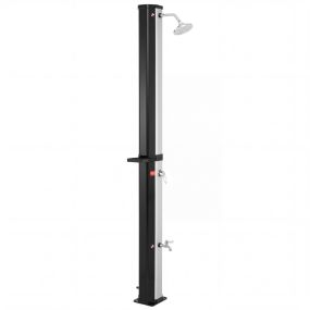 Ducha Solar Exterior 60L 194cm con Cabezal Giratorio 360° Grifo Pie Estante Cubierta Agua Caliente 60℃ para Piscina Patio Playa Modelo II