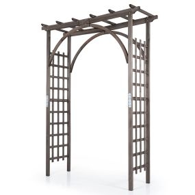 Arco de madera marrón oscuro para jardín exterior soporte trepador decorativo 160 x 60 x 216 cm