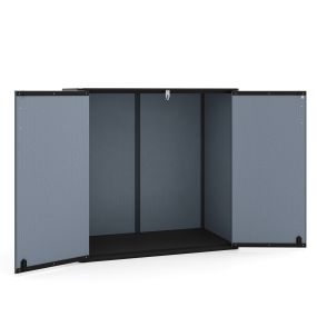 Dos puertas sin laminado con una manija de plástico y una caja de almacenamiento de doble puerta gris 120 x 65 x 117 cm