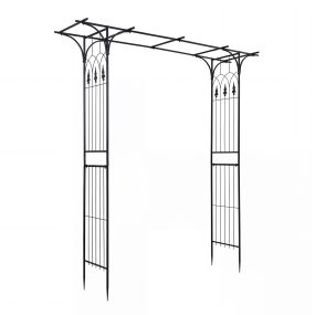 Arco de jardín metálico techo plano reforzado 206 x 40,5 x 214,5 cm negro