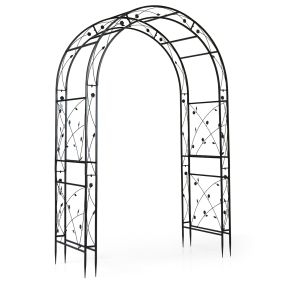 Arco de jardín metálico reforzado doble negro 138 x 59 x 213 cm para enredaderas y decoración