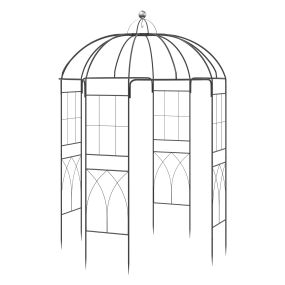 Arco de jardín metálico forma jaula de pájaro con enrejado y gancho para rosas trepadoras 203x203x296cm