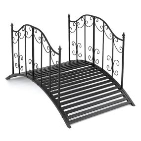 Puente de jardín de metal con barandillas laterales, carga 150 kg para estanque, arroyos y patio trasero
