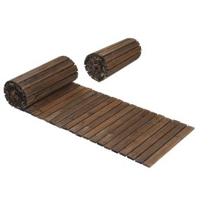 Camino de jardín enrollable de madera de abeto 367x55x15 cm antideslizante marrón