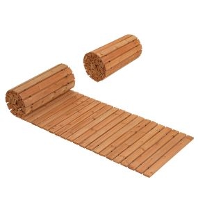 Camino de jardín de madera de abeto enrollable 367x55x15 cm antideslizante para patio y terraza