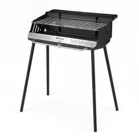 Barbacoa de carbón plegable portátil con rejilla regulable y patas desmontables 81 x 48 x 84 cm
