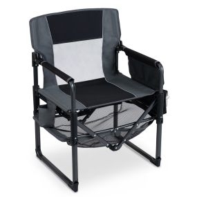 Silla de director plegable portátil con portavasos y bolsillos 68,5 x 55 x 90 cm negro y gris