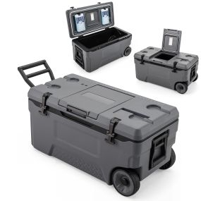Nevera portátil con ruedas 70L HDPE PP gris para playa y camping