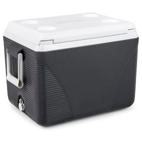 Nevera portátil rígida 41L con asas laterales y 4 portavasos, PP con espuma PU, negra