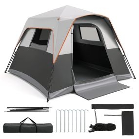 Tienda de campaña para 6 personas resistente al agua con ventanas transpirable gris 276 x 275 x 185 cm