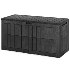 Arcón exterior 380L impermeable con tapa, asas laterales y cierre, negro