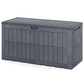 Arcón exterior 380L impermeable con tapa, asas laterales y cierre, gris