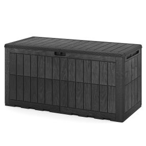 Arcón exterior 455L impermeable con tapa, asas laterales y bloqueo, negro