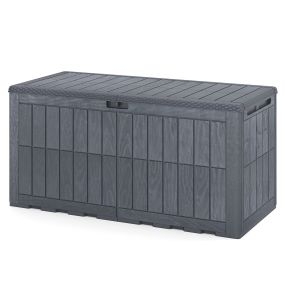 Arcón exterior 455L impermeable con tapa, asas laterales y cierre, gris